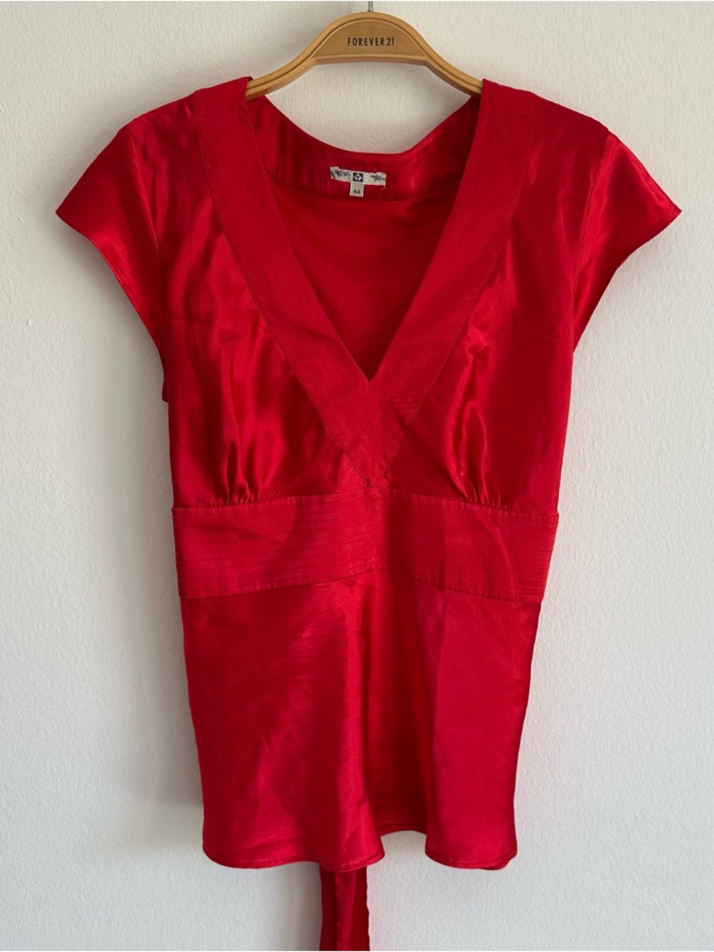 Vintage Fairy Top Blouse Red Tie Back V Neck Ruby Euro Summer Spain Spring Y2K